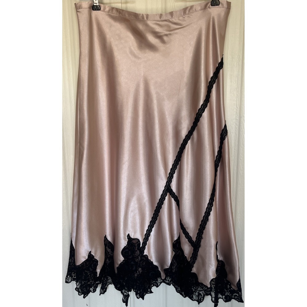 Heart Moon Star Pink Blush Lacey Boho Retro Gypsy Midi Skirt Sz 8